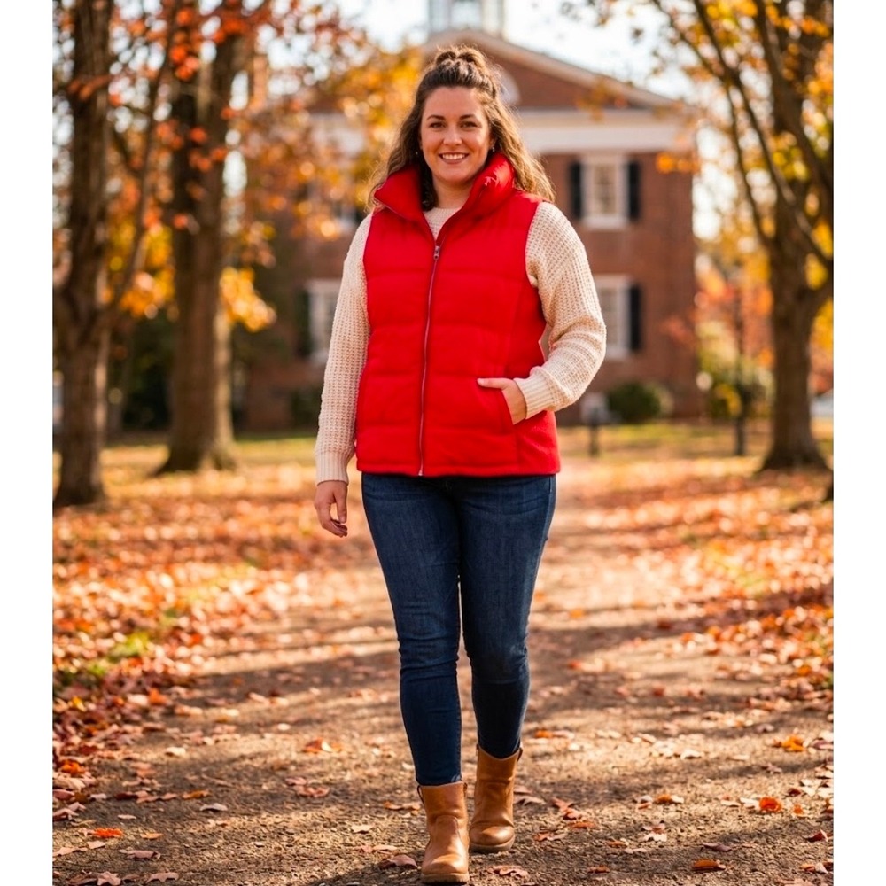 Old Navy Quilted Frost Free Womens Red Puffer Vest Full Zip Jacket Size XL New